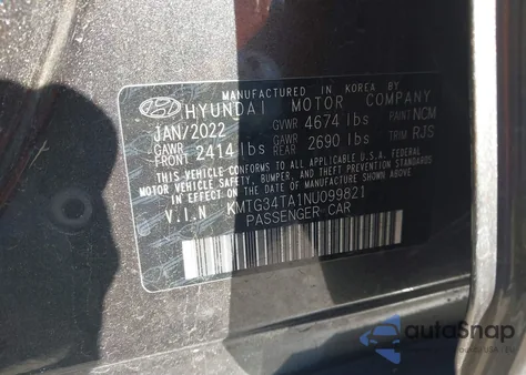 2022 Genesis G70 2.0T Rwd из США, поврежденный, VIN KMTG34TA1NU099821